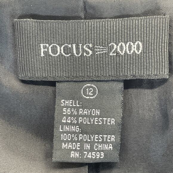 Focus 2000 Women 12 Peplum Jacket Brown Gold Paisley Topaz Jeweled Snap Closure - Picture 6 of 7